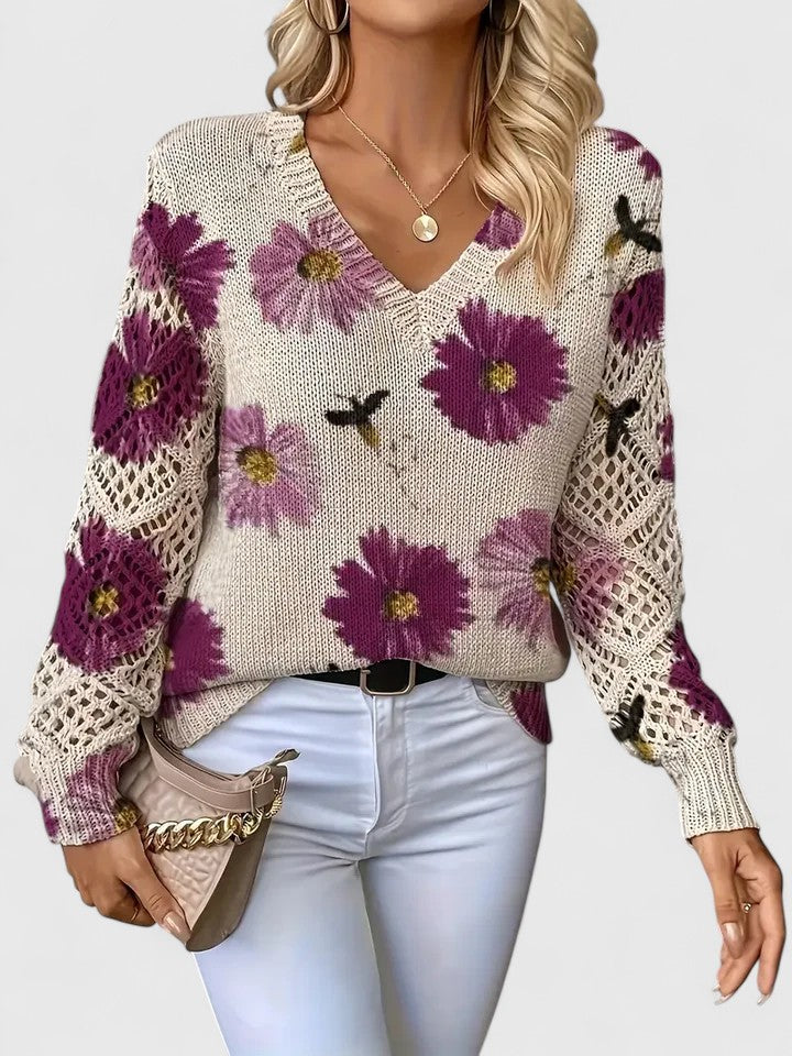 Aurelie | Elegant sweater with flower design