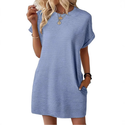 Evasha™ | Casual Minimalist Round Neck Summer Dress
