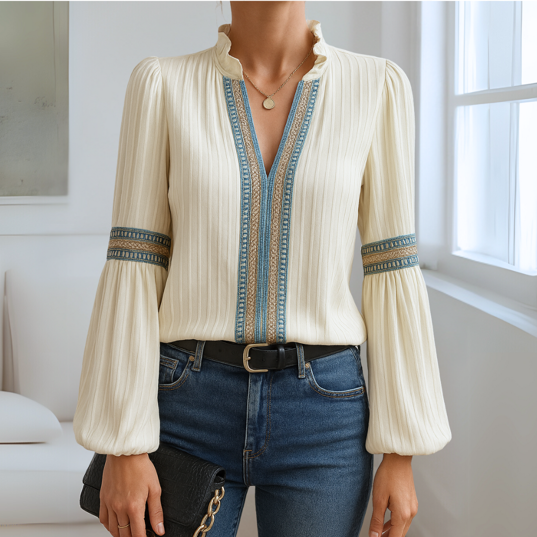 Petra - Lace blouse with V-neck