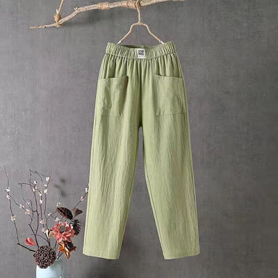 Julie | Casual Cotton Linen Trousers with Elasticated Waist