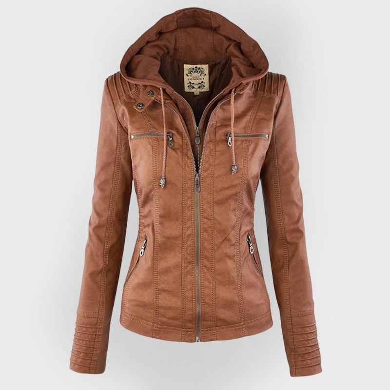 Bellini | Trendy leather jacket with hood