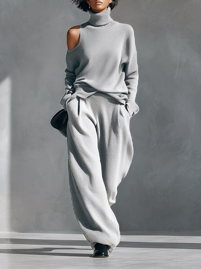 Women's One-shoulder Cut-out Modern Knit-Blend Set