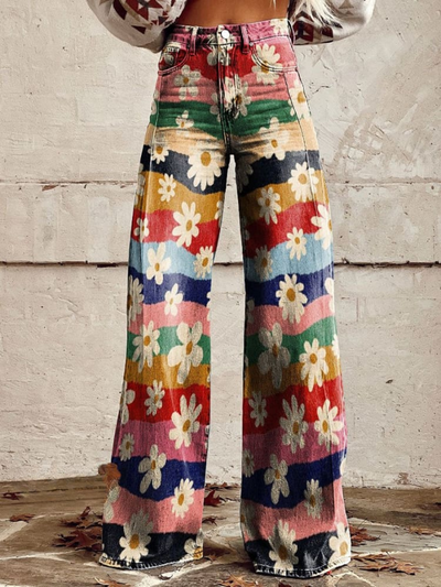 Savannah | Retro Floral High-Waisted Flare pants