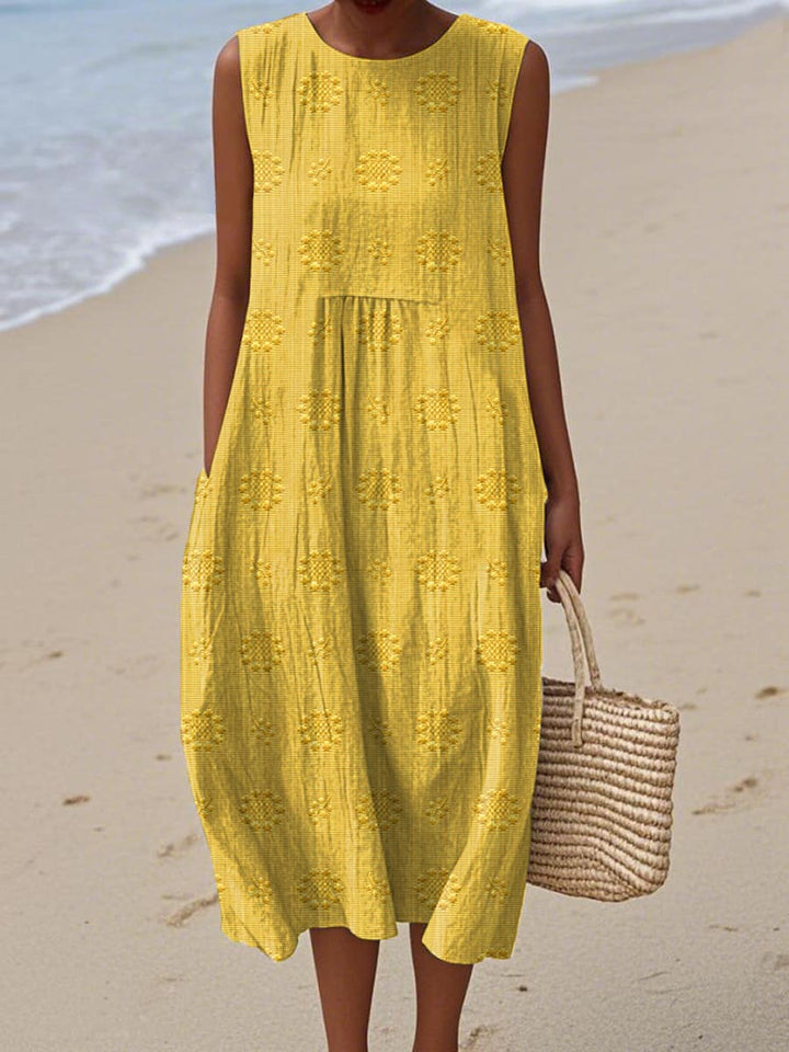 Aikaterini | Elegant Sleeveless Cotton Pocket Dress