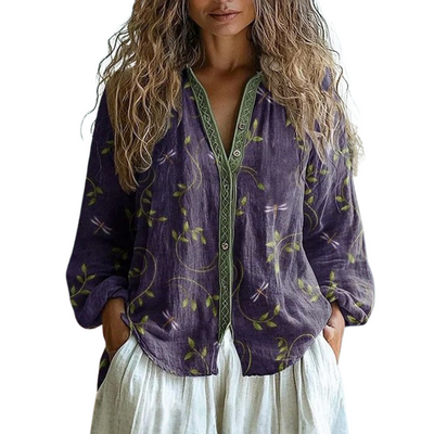 Vancouver Lane™ | Ambre - Vintage Leaf Print Blouse