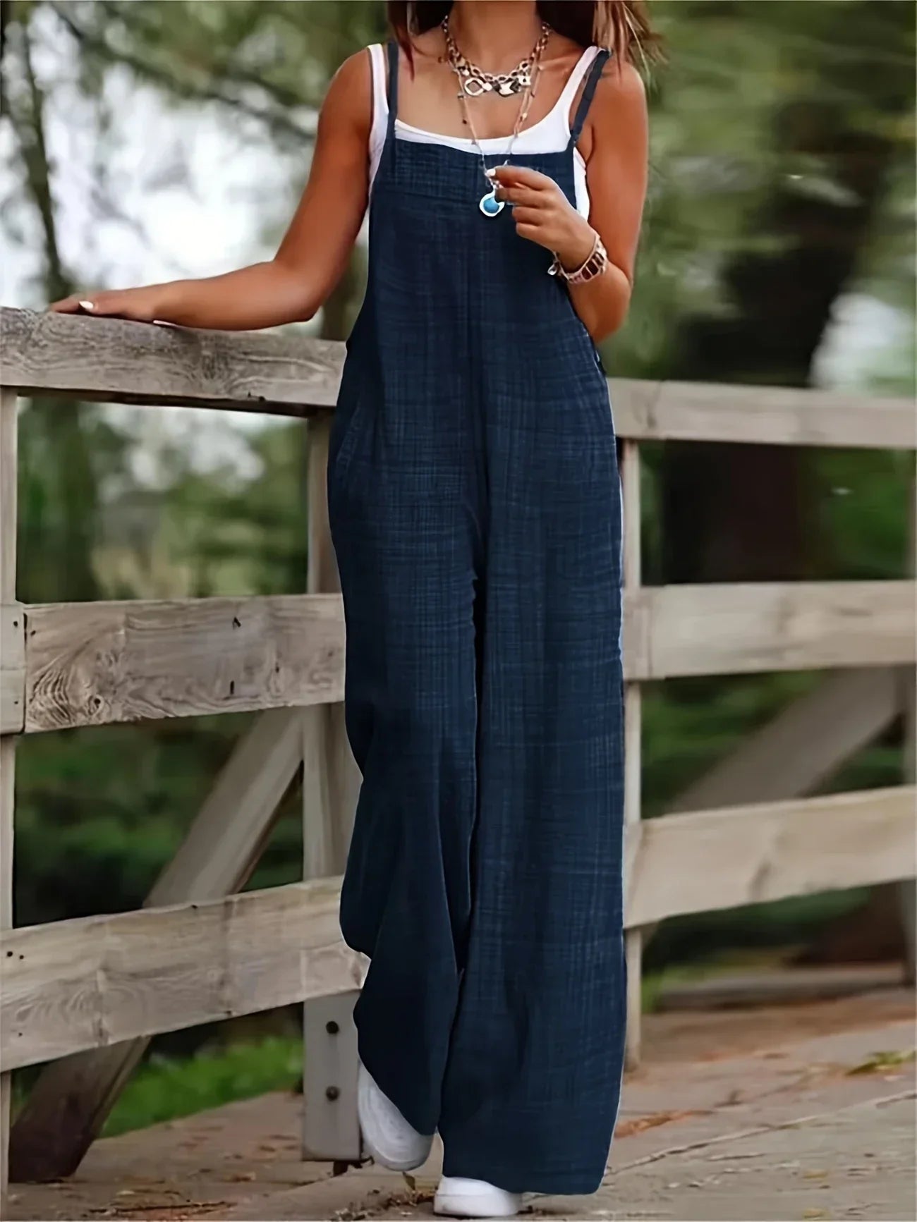 Annia | Casual Wide Leg Overalls With Pockets