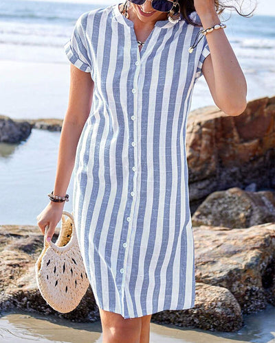 Martine™ | Elegant striped shirt dress