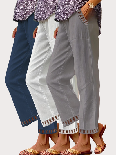 Tracey | Contrast Trim Cropped Pants