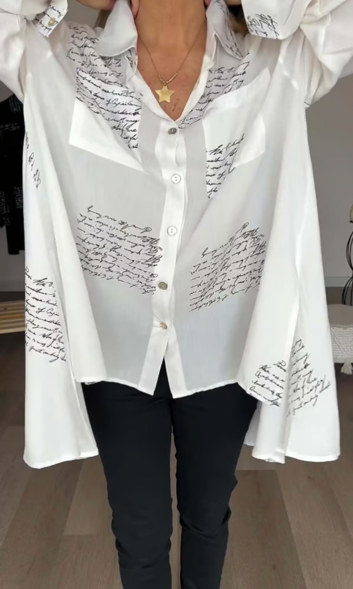 The Maika | Letter Print Lapal Shirt