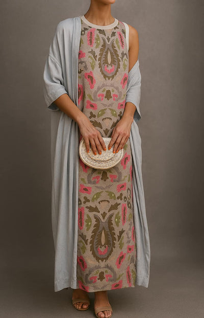 Raffeala | Elegant Long Dress with Coordinated Stole and Refined Silhouette for Special Events