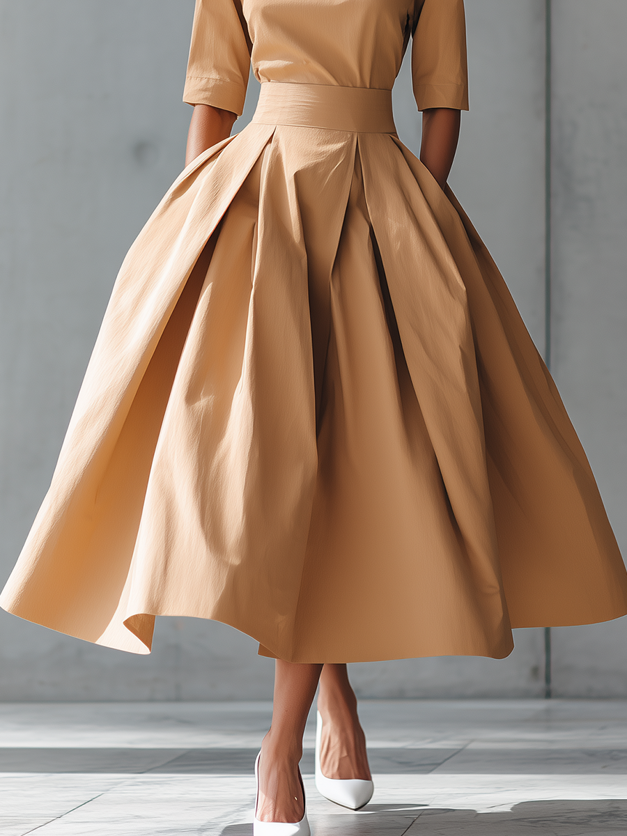 Women's Structured Cotton-Blend Maxi Dress