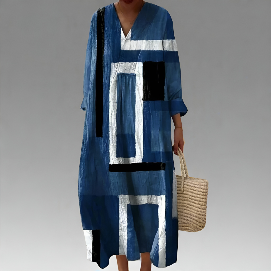 Velora – Indigo Frame Shift Dress