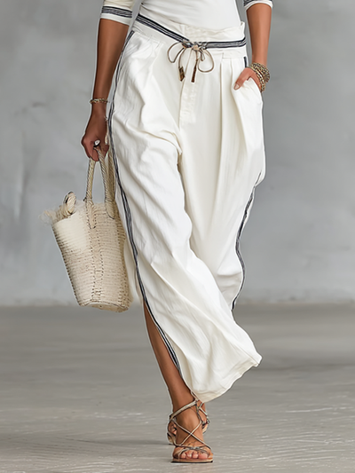 Women's Sports Half-high-neck Long-sleeved T-shirt Drawstring Wide-leg Pants Two-piece Set