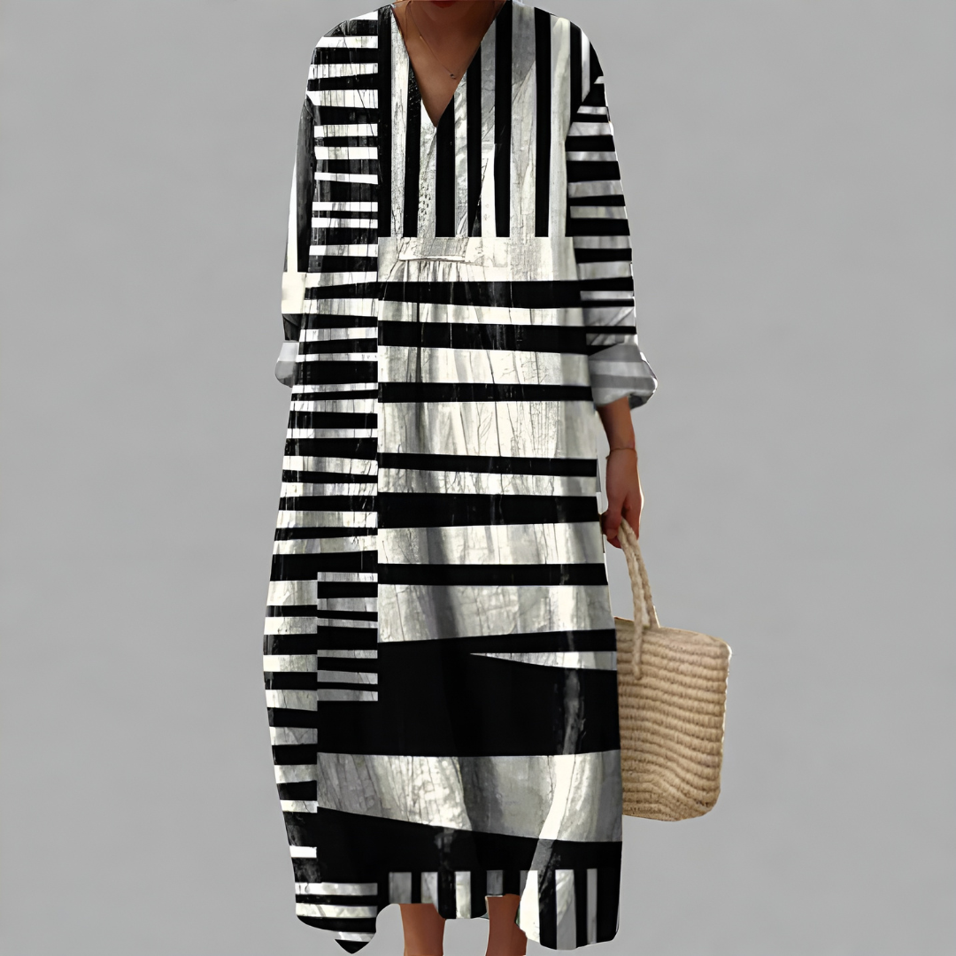 Neya – Monochrome Muse Kaftan Dress