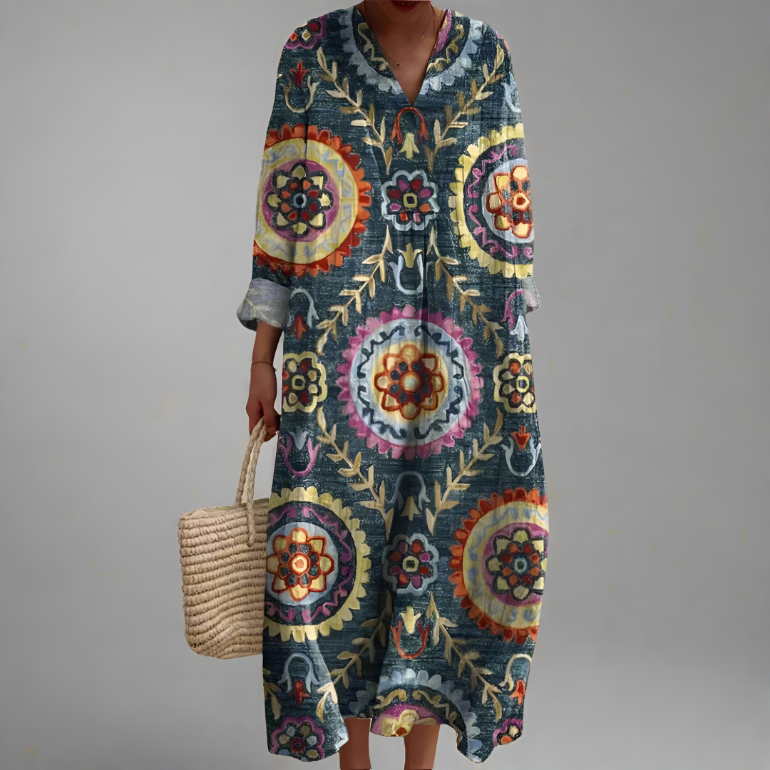 Seraphina – Mandala Floral Midi Dress for Women