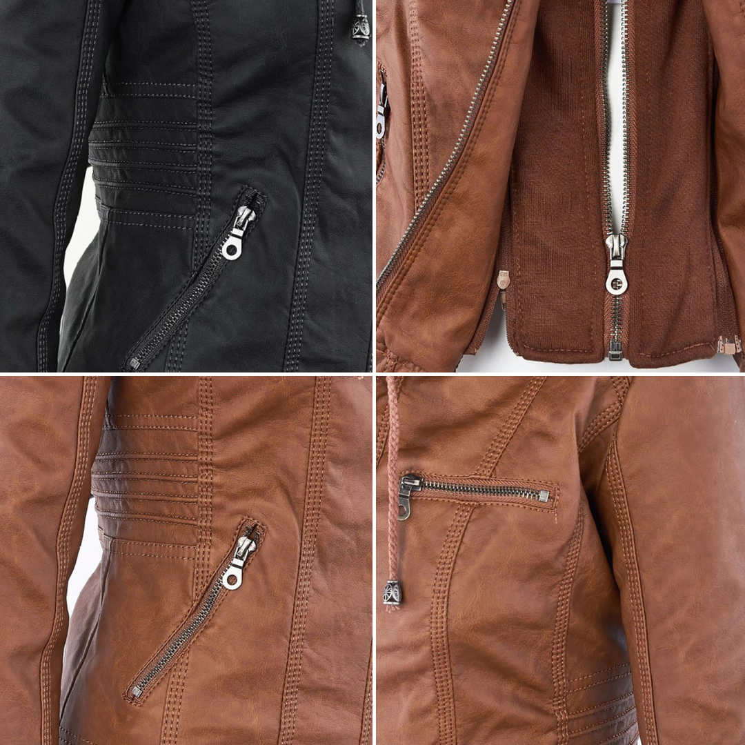 Bellini | Trendy leather jacket with hood