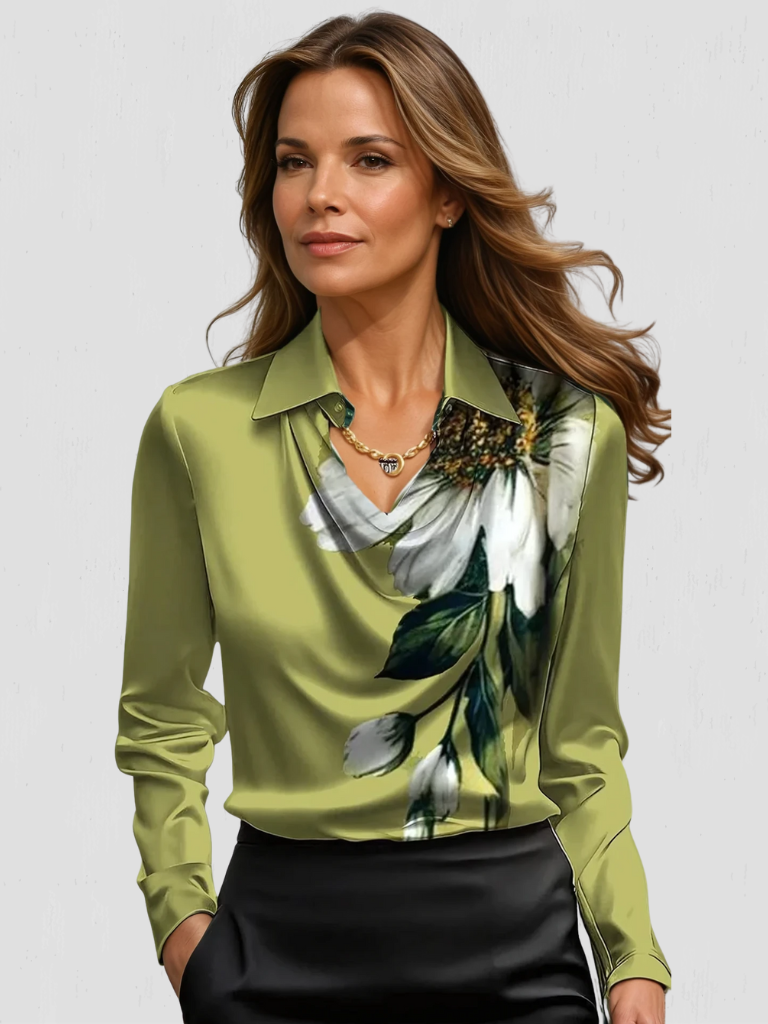 MELODY SATIN DRAPE BLOUSE