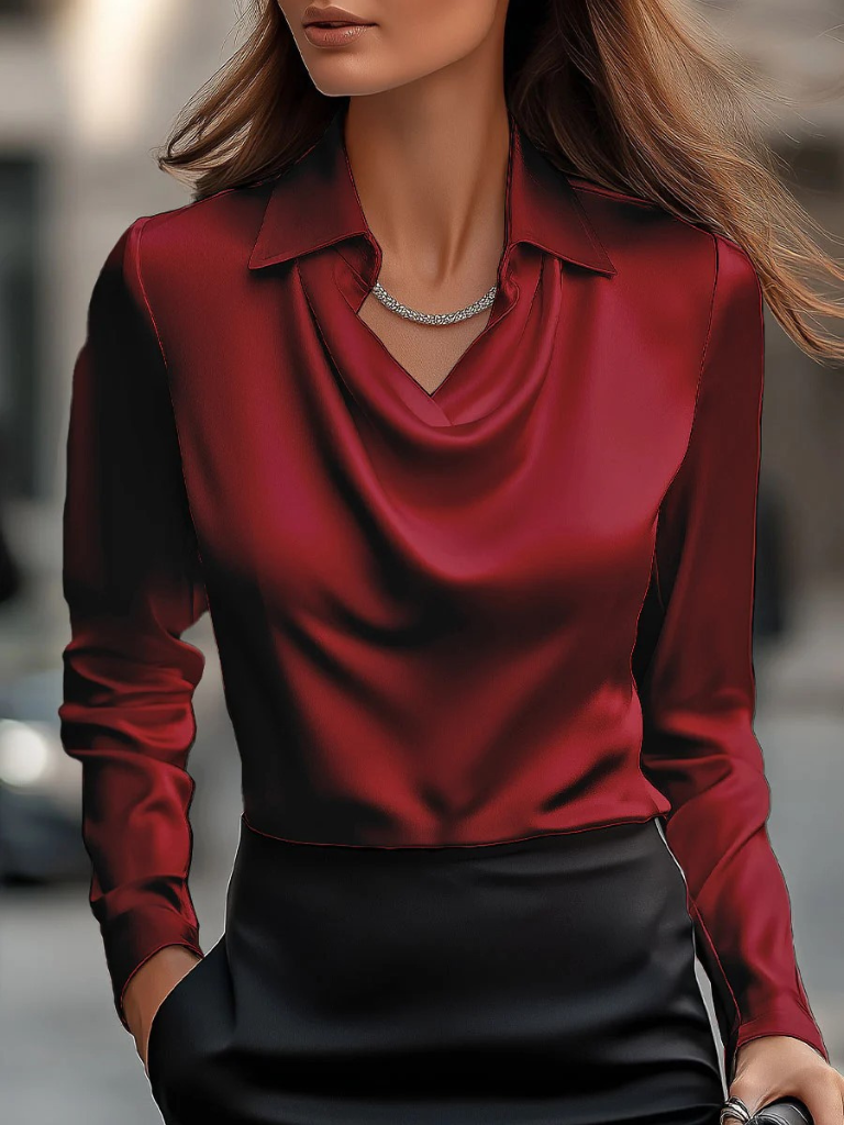 MELODY SATIN DRAPE BLOUSE