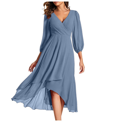 Mia™ | V-Neck Asymmetrical Hem Dress