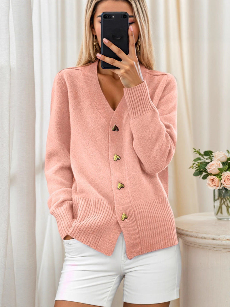 Adele | Elegant Heart Button Cardigan