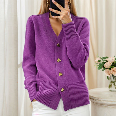 Adele | Elegant Heart Button Cardigan