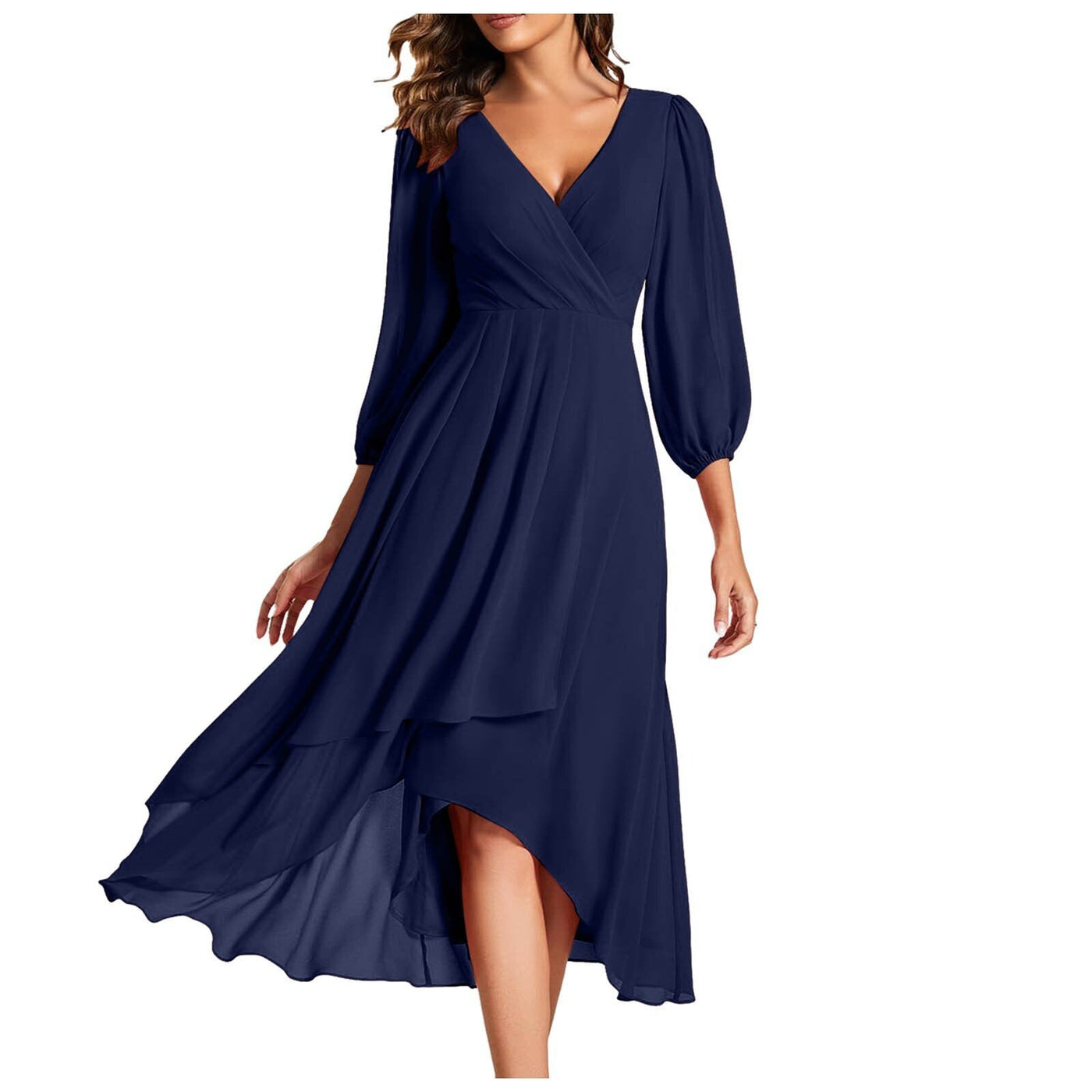 Mia™ | V-Neck Asymmetrical Hem Dress