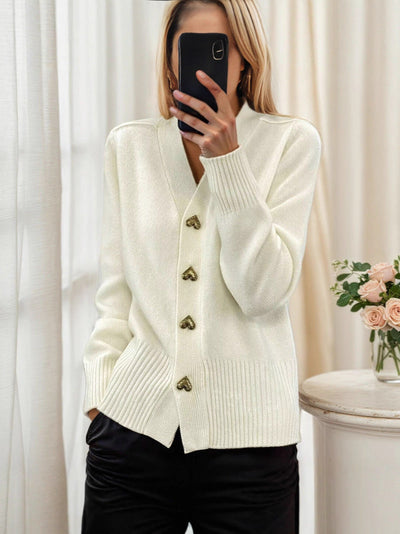 Adele | Elegant Heart Button Cardigan