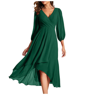 Mia™ | V-Neck Asymmetrical Hem Dress