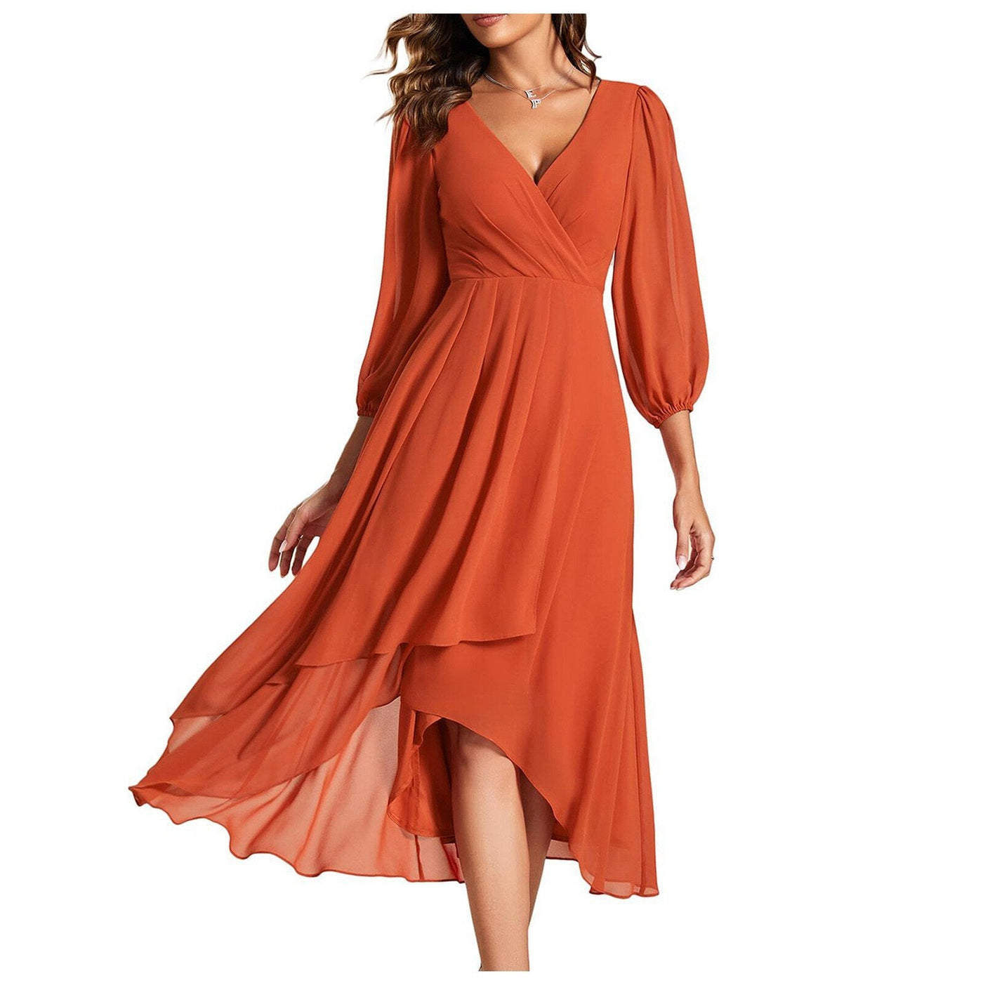 Mia™ | V-Neck Asymmetrical Hem Dress
