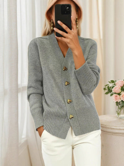 Adele | Elegant Heart Button Cardigan