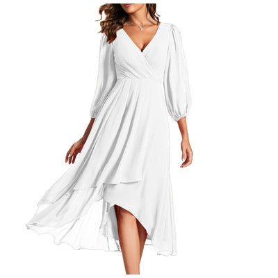 Mia™ | V-Neck Asymmetrical Hem Dress