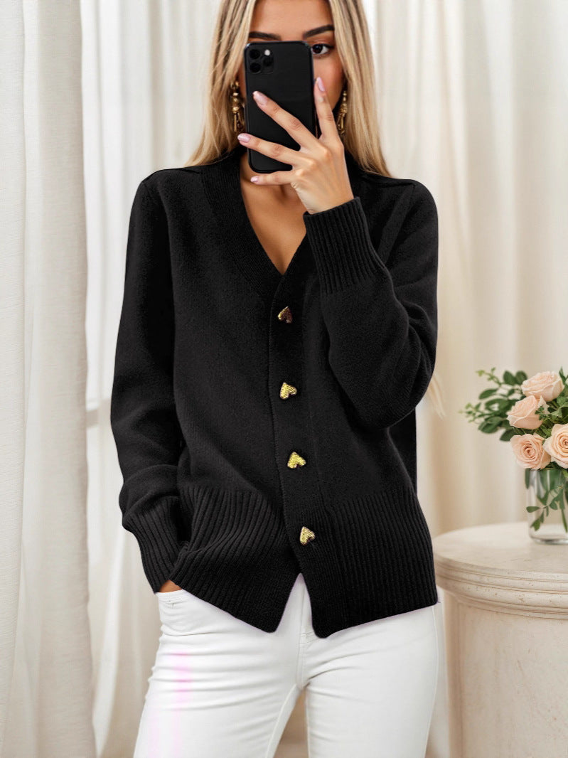 Adele | Elegant Heart Button Cardigan