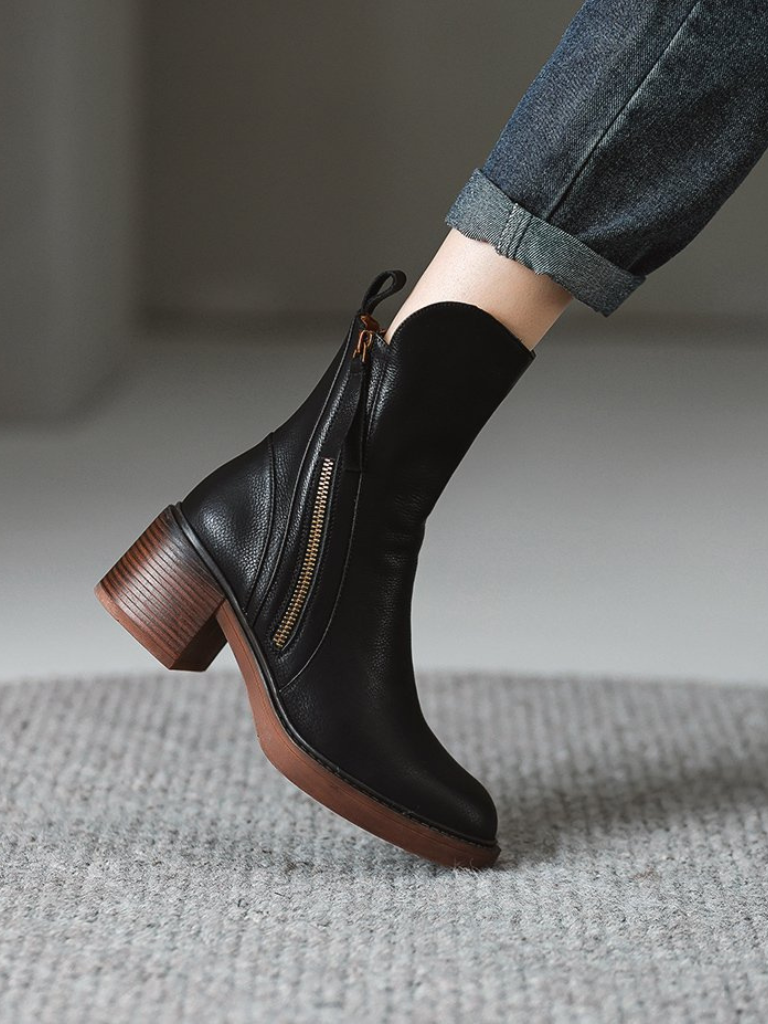 BARBARA BLOCK HEEL ANKLE BOOTS
