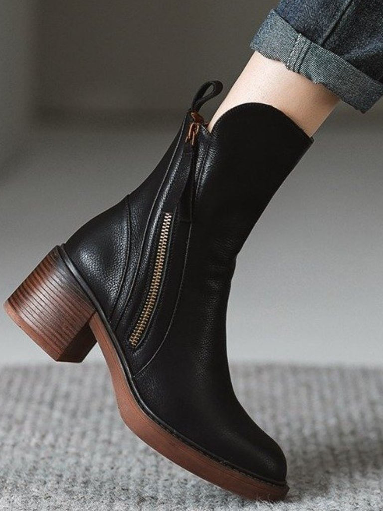BARBARA BLOCK HEEL ANKLE BOOTS