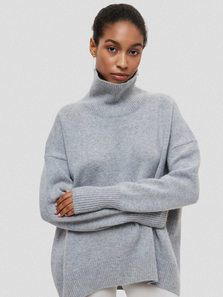 ELENA HIGH-COLLAR KNIT SWEATER