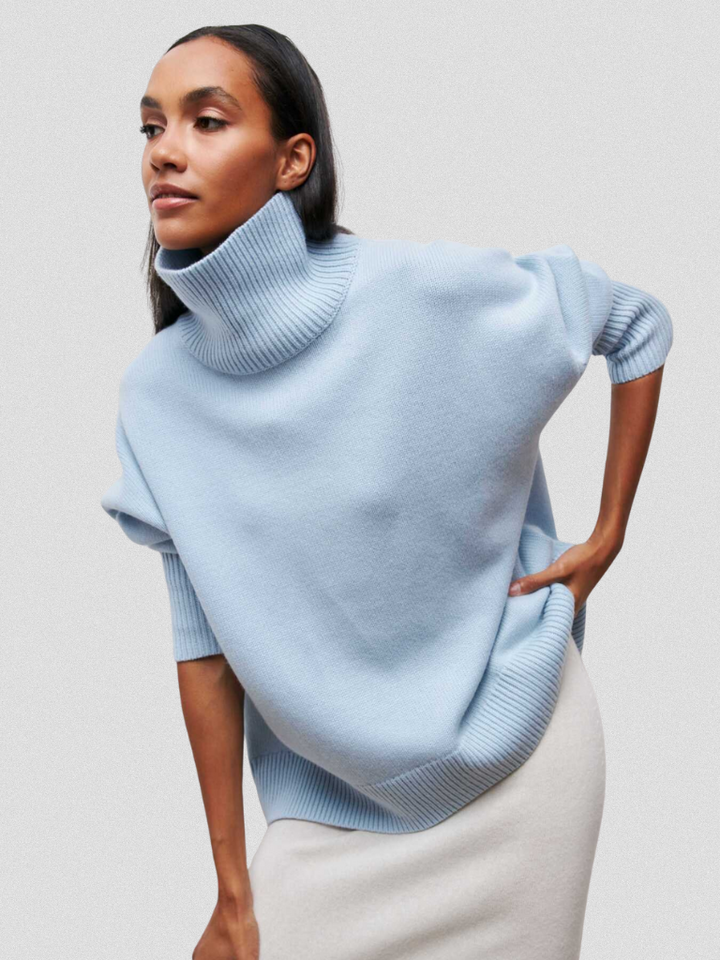 ELENA HIGH-COLLAR KNIT SWEATER