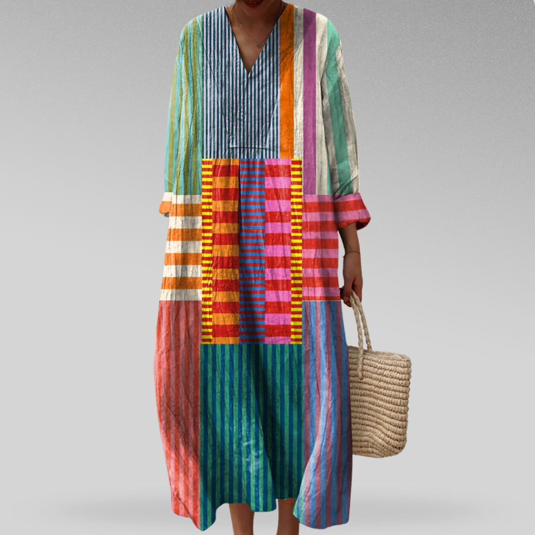 Solvina – Multicolor Artisan Cotton Dress for Women