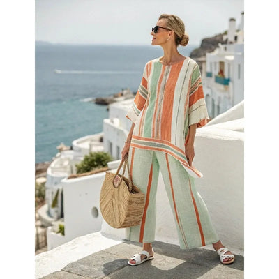 Arielle | Women Loose Stripe Two Piece Set