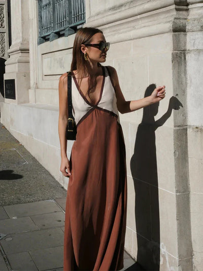 Jose | Patchwork V-Neck Maxi Dress