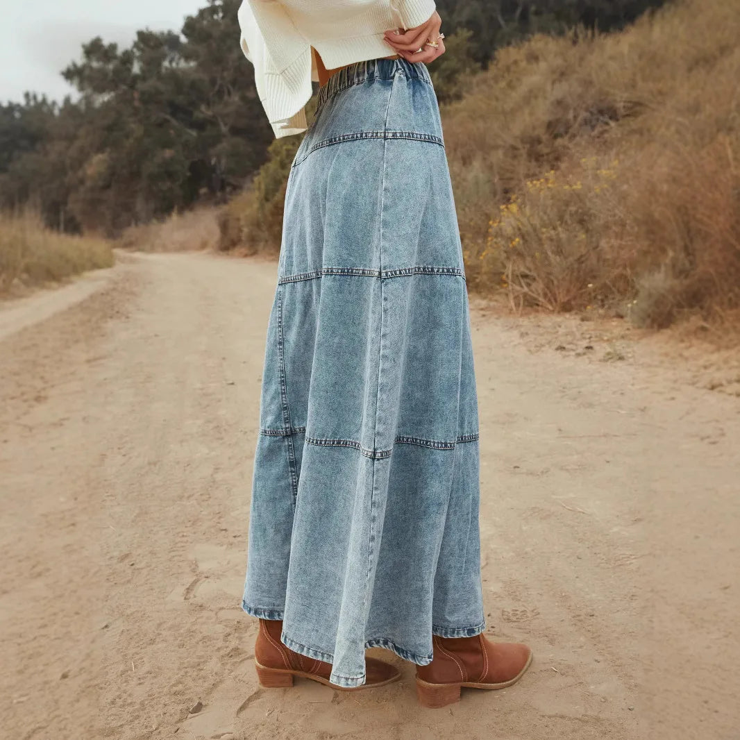 Gaia | Boho Maxi Denim Skirt