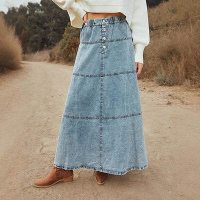 Gaia | Boho Maxi Denim Skirt
