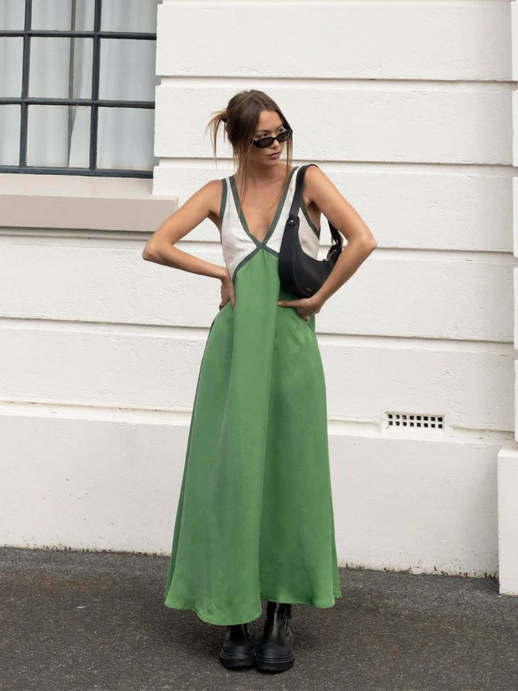 Jose | Patchwork V-Neck Maxi Dress