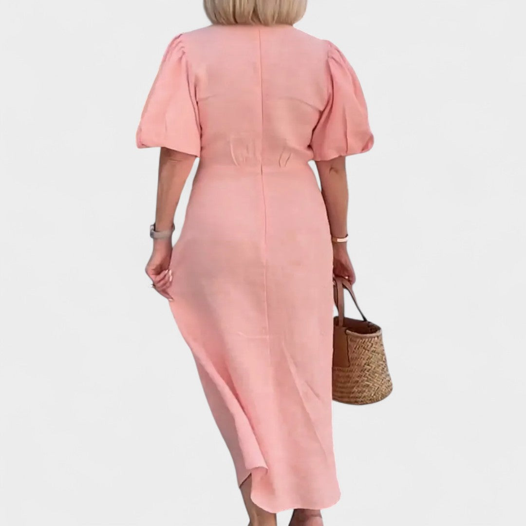 Ivy | Puff Sleeve Tie-Front Dress