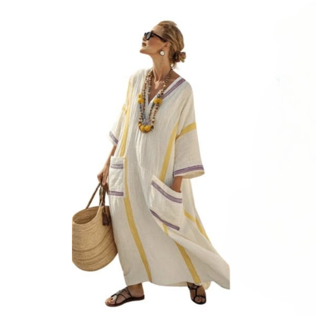 Anila | Elegant Two-Piece Linen Set with Striped Design