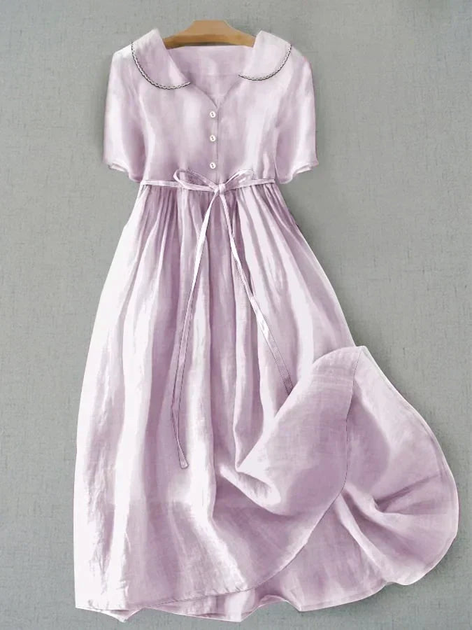 Isla - Elegant Cotton and Linen Dress with Half Sleeves