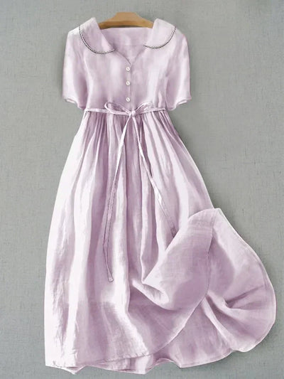 Isla - Elegant Cotton and Linen Dress with Half Sleeves