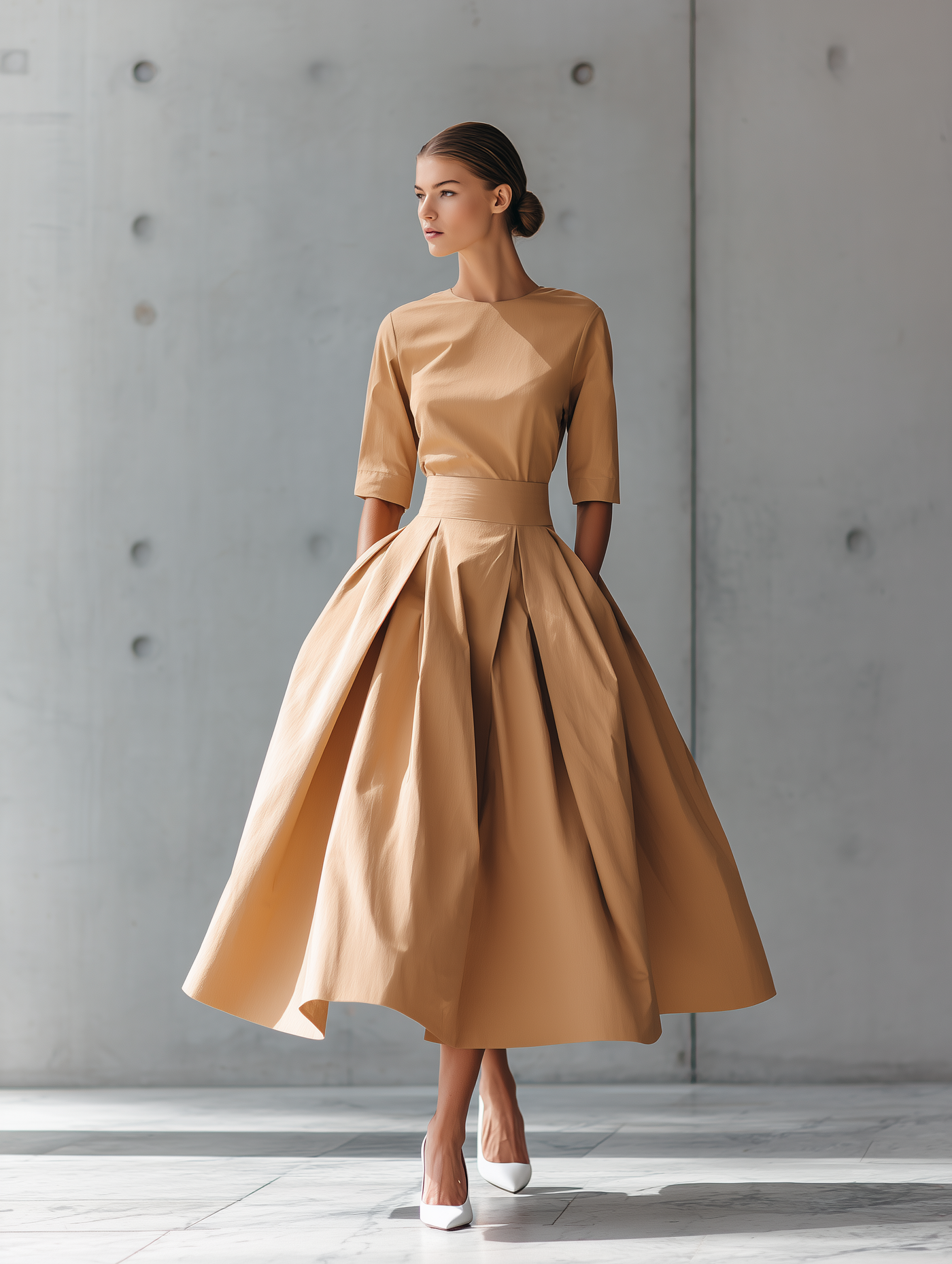 Women's Structured Cotton-Blend Maxi Dress