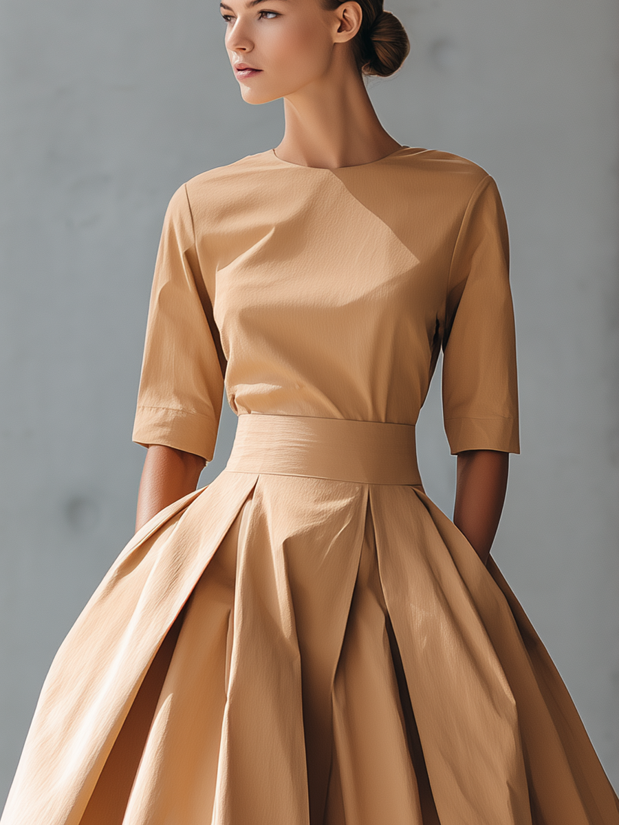 Women's Structured Cotton-Blend Maxi Dress