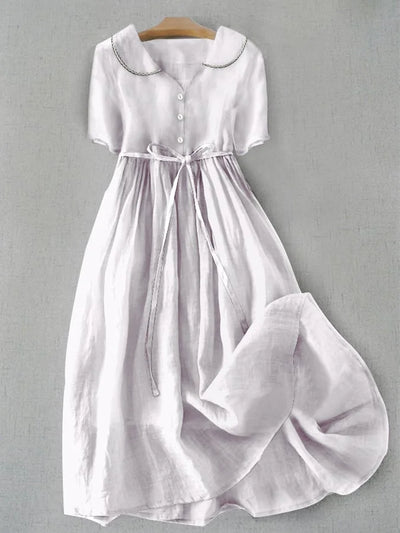 Isla - Elegant Cotton and Linen Dress with Half Sleeves