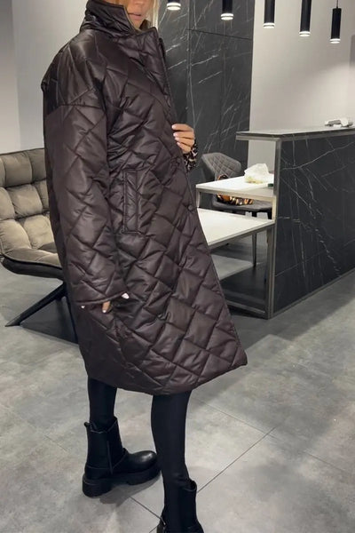 Kendall | Quilted Mid-Length Coat with Leopard Lining